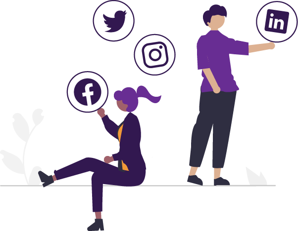 Social media marketers flat illustration graphic